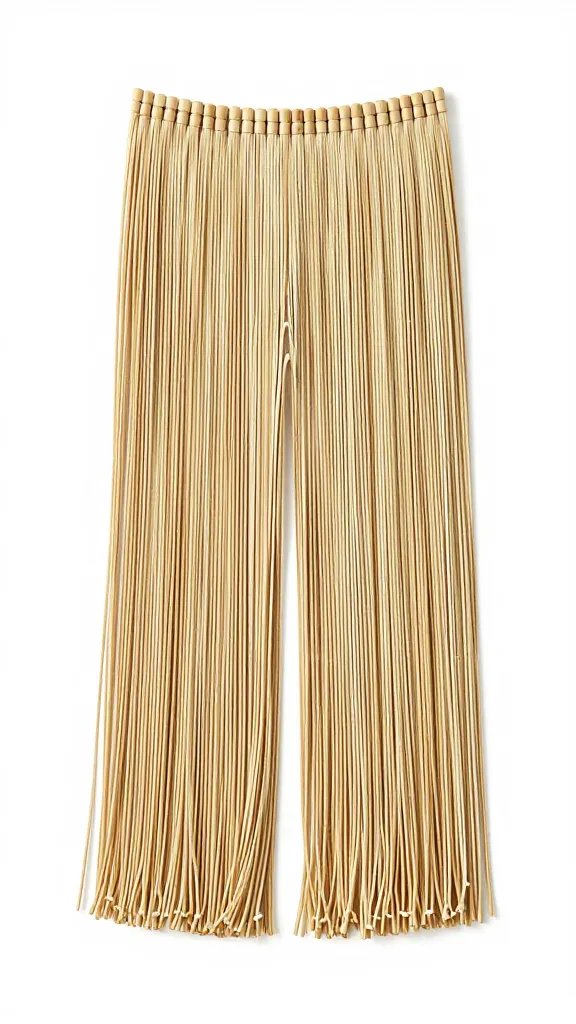 natural-finish bamboo bead fringe, shallow depth