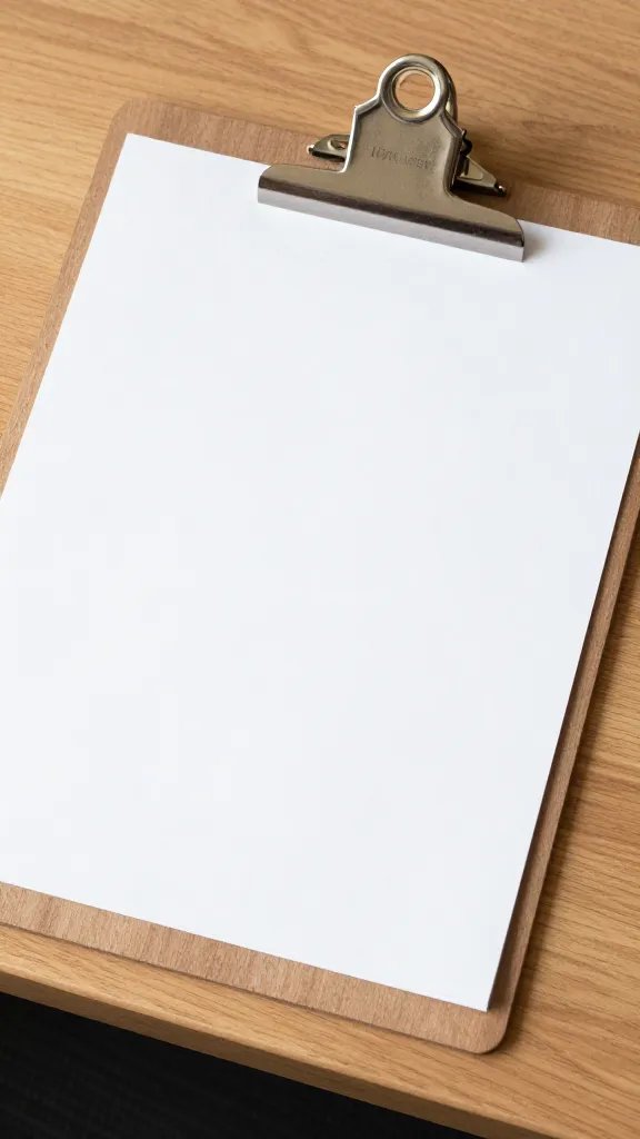 wooden lap desk with clipped paper