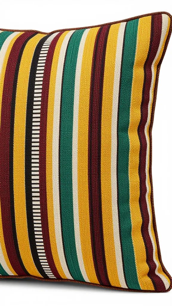 Adire stripe pattern cushion piping detail