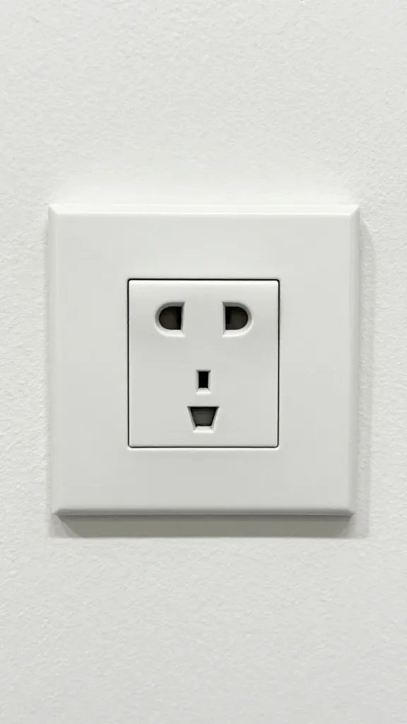 dimmer plug switch on white wall outlet
