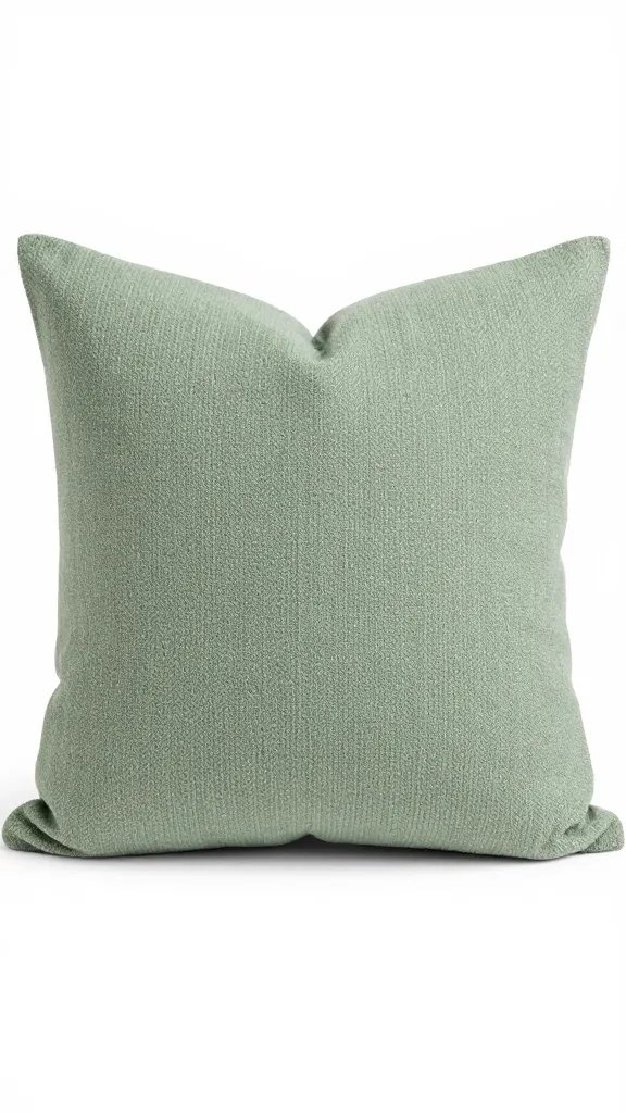 sage green throw pillow with subtle herringbone texture