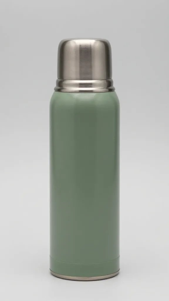 sage green enamel thermos with chrome cap