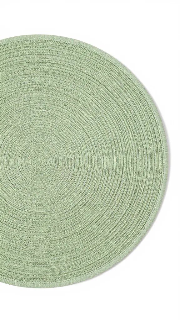 sage green woven placemat with soft rim light