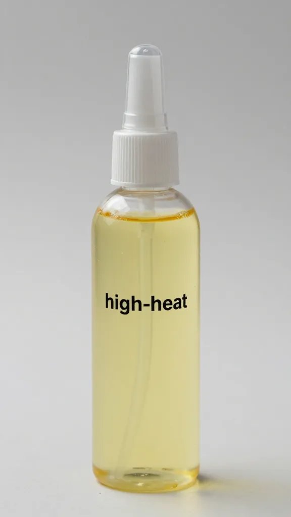 squeeze bottle of neutral oil labeled “high-heat”