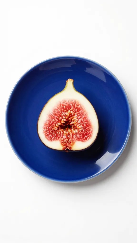moody blue enamel plate with fig half