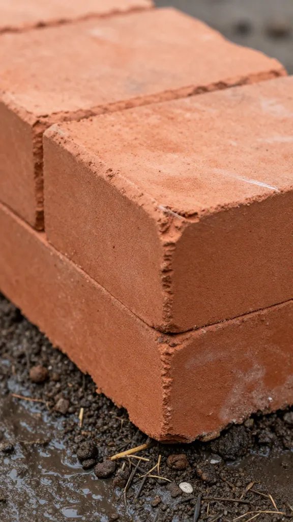 terracotta edging brick, wet soil line detail