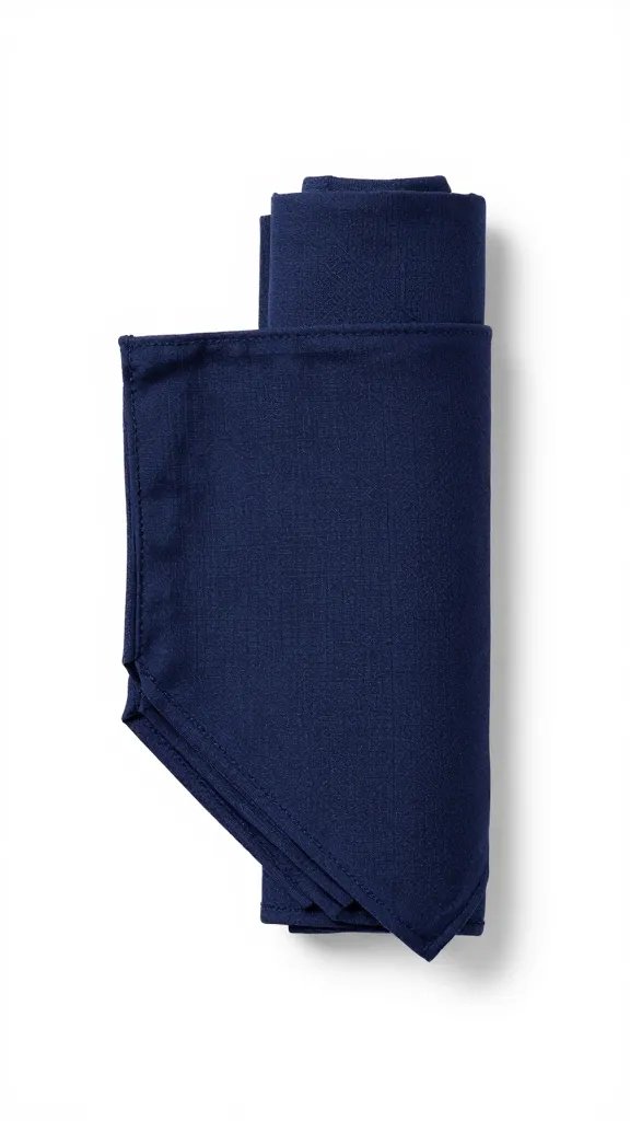 navy bandana neatly rolled as picnic napkin
