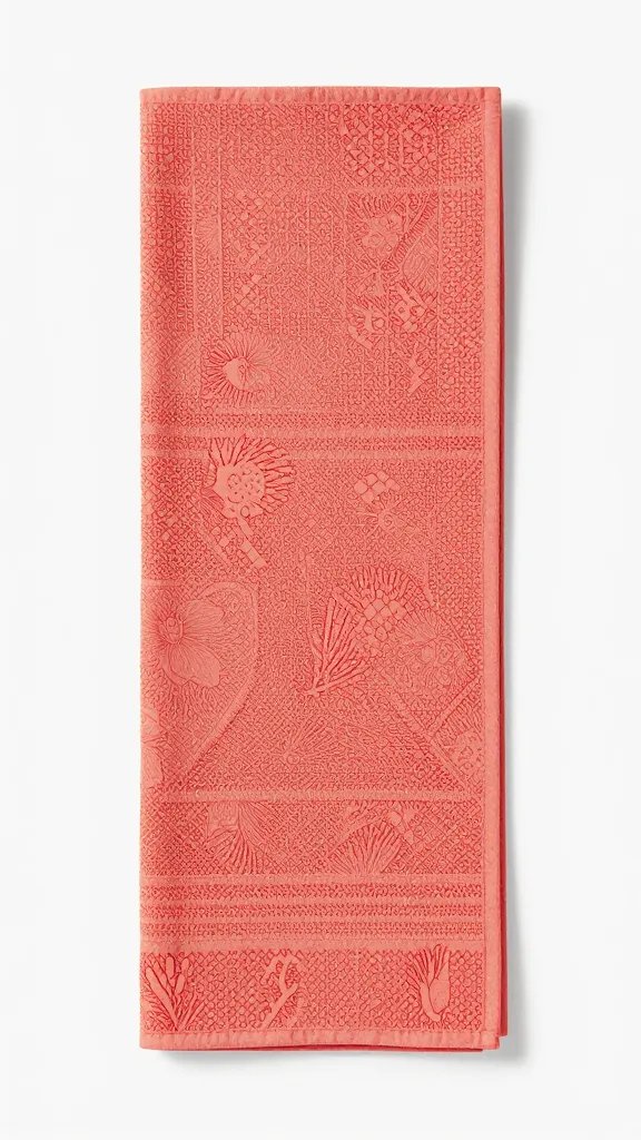 coral tea towel used as narrow picnic runner