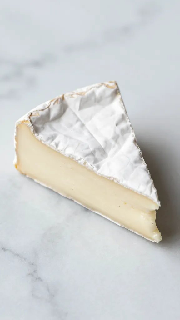 soft brie wedge on chilled Viola Marble