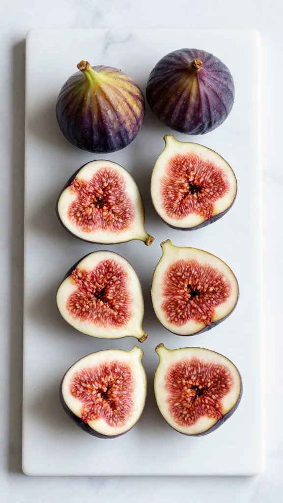 sliced figs on Viola Marble tray surface