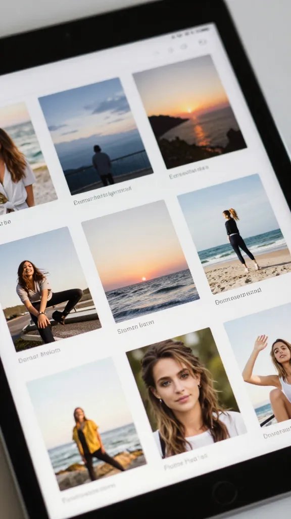 closeup of curated Pinterest board on iPad, soft daylight