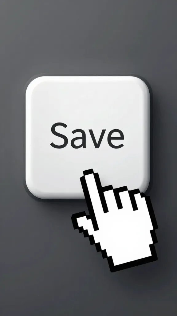 macro of mouse cursor clicking “Save” button on pin