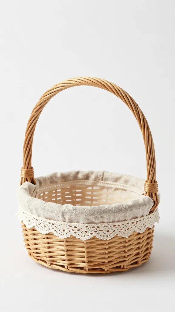 woven bread basket with lace liner, tight crop