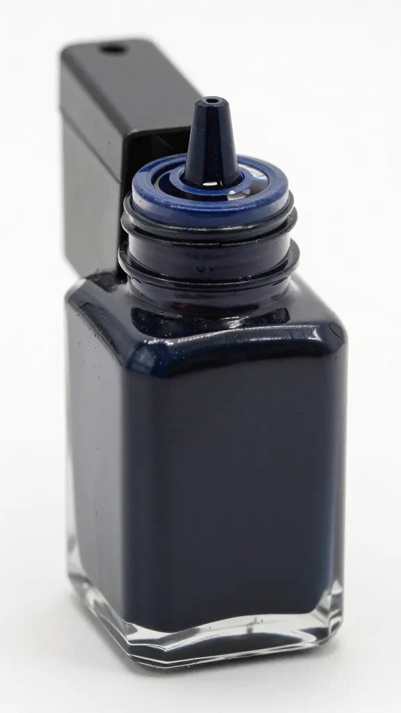 single cartridge converter filled with blue-black ink, macro