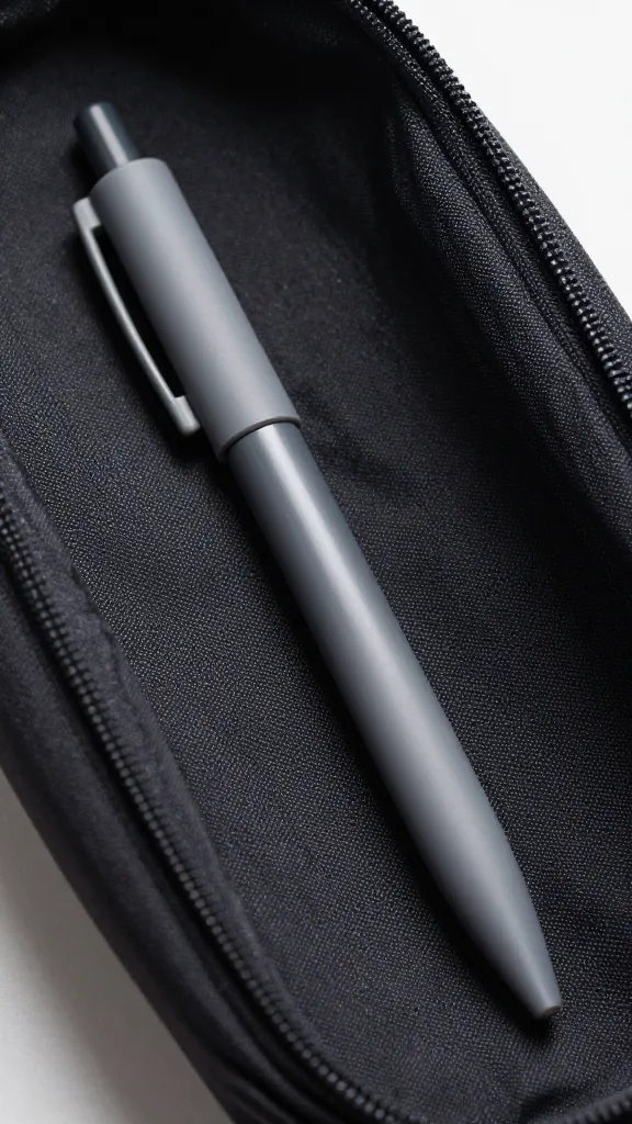rubber pen loop inside satchel, holding one capped pen
