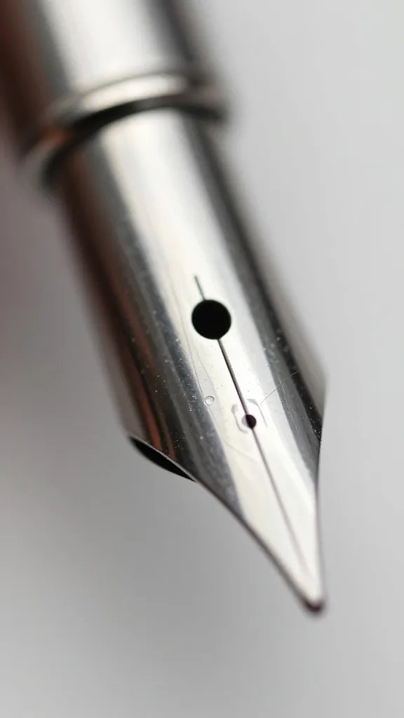 pen feed and breather hole, extreme macro on nib underside