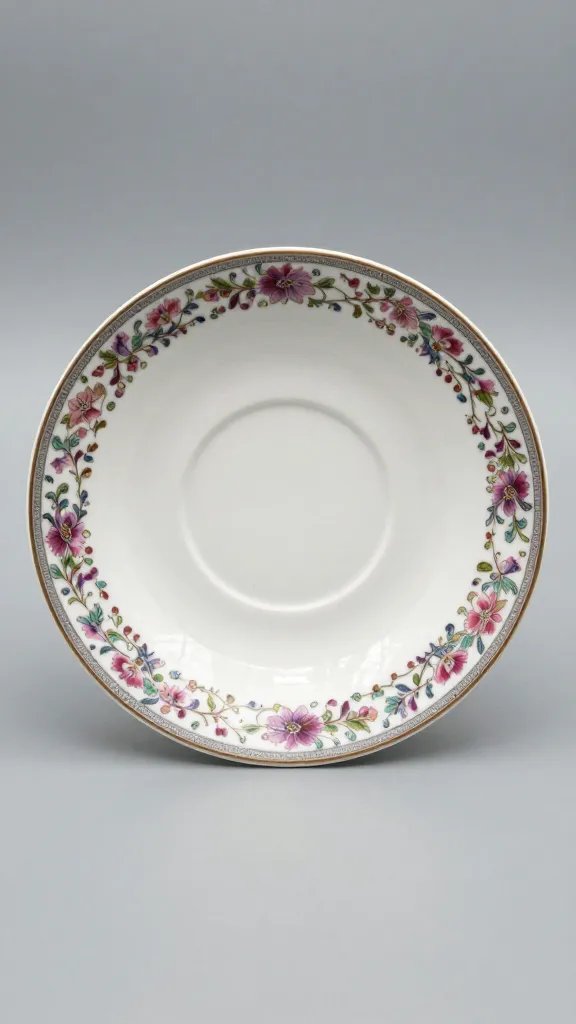 bone china saucer with hairline-free floral rim