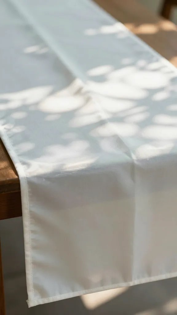 closeup opalescent table runner in dappled sunlight