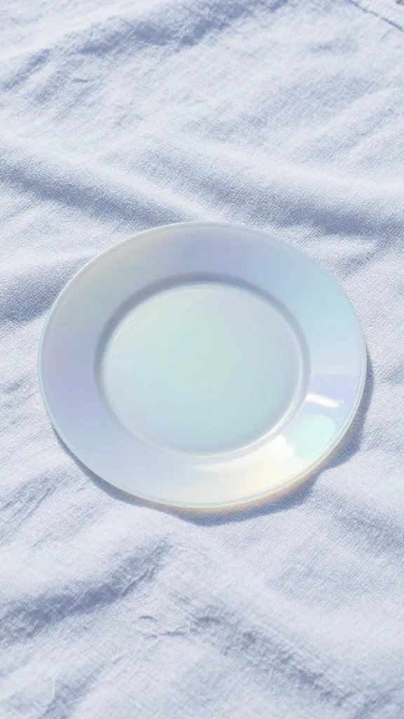 single iridescent acrylic charger plate on picnic blanket