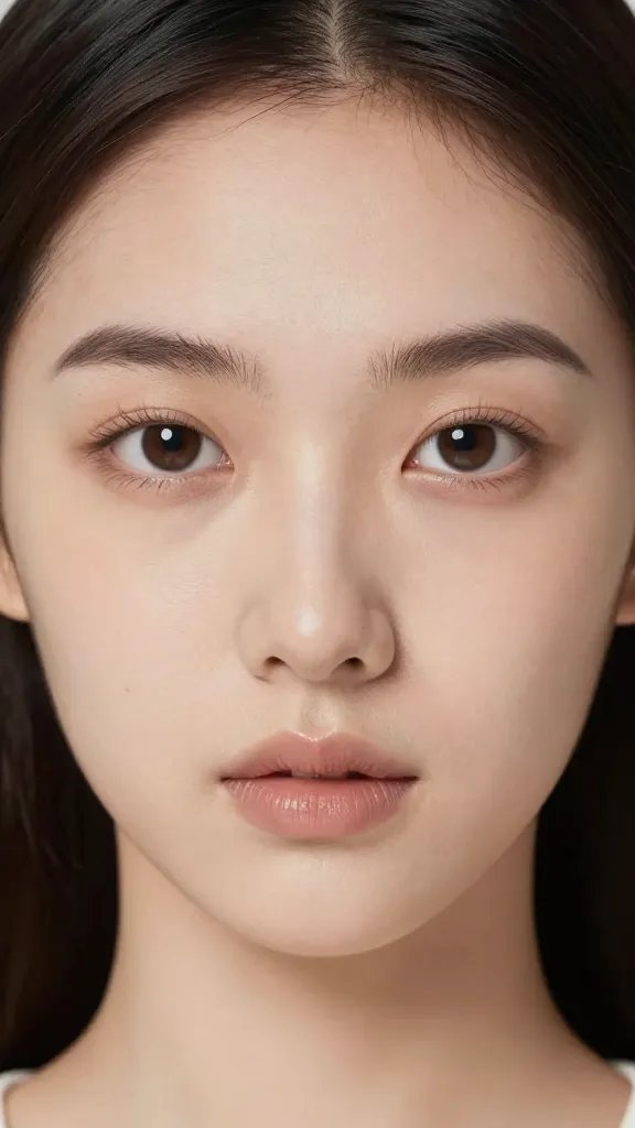 closeup portrait: split-wing neon liner, clean skin