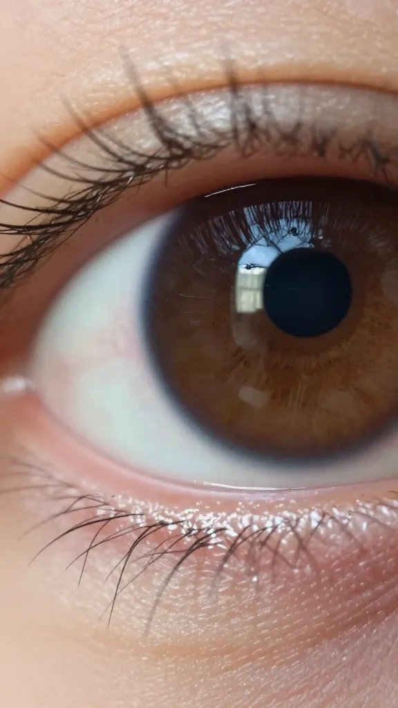 macro shot: chrome fleck at outer eye corner