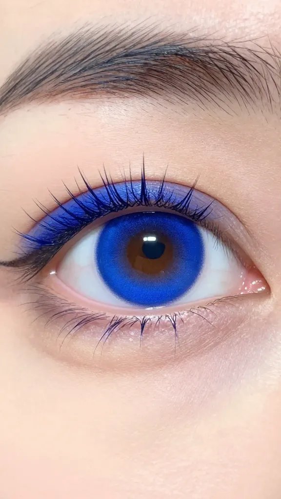 closeup eye: cobalt liner with sharp inner notch