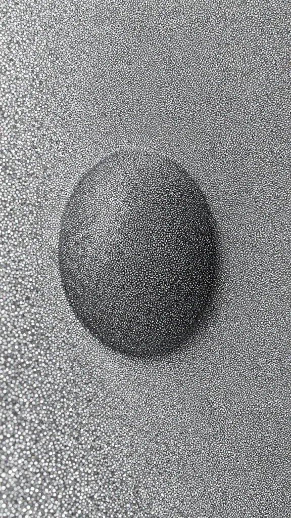 macro cheek: tiny chrome dots like digital noise