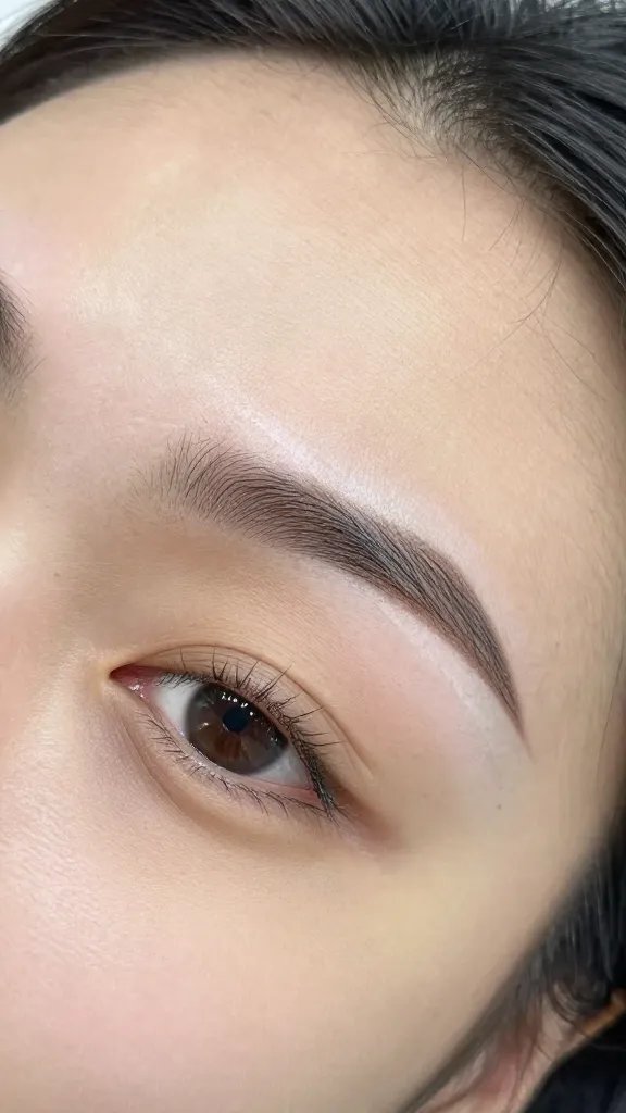closeup brow: graphic cut brow with clear gel