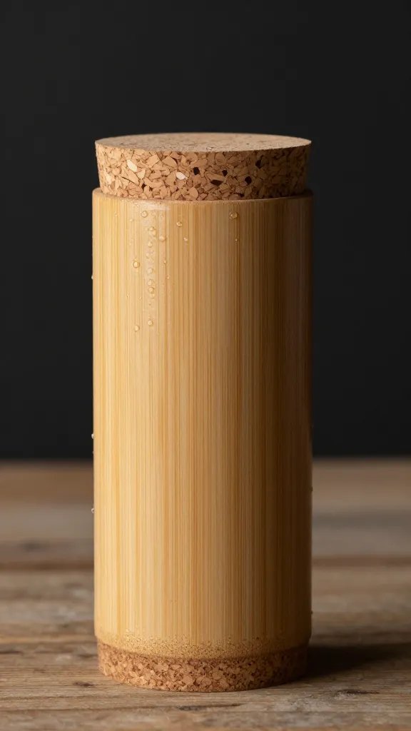 Bamboo travel cup with cork lid condensation