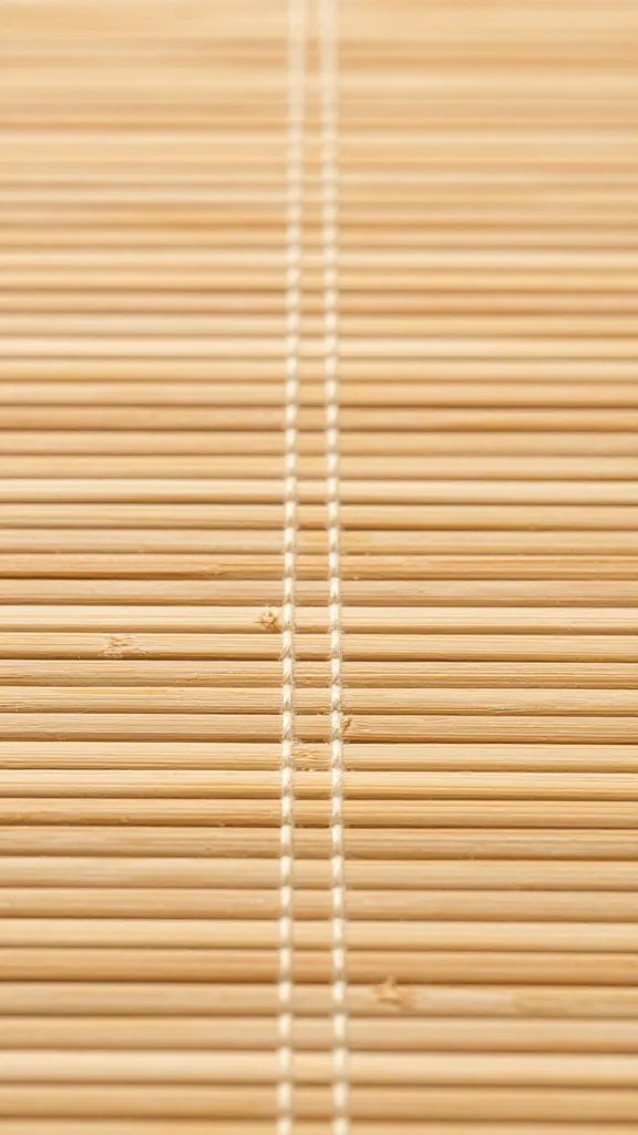 Bamboo mat edge binding stitched detail