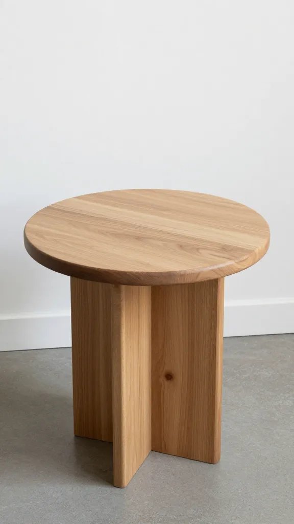 small round side table with natural wood top