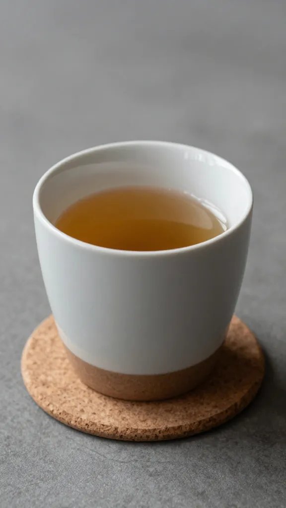ceramic mug of tea on cork coaster