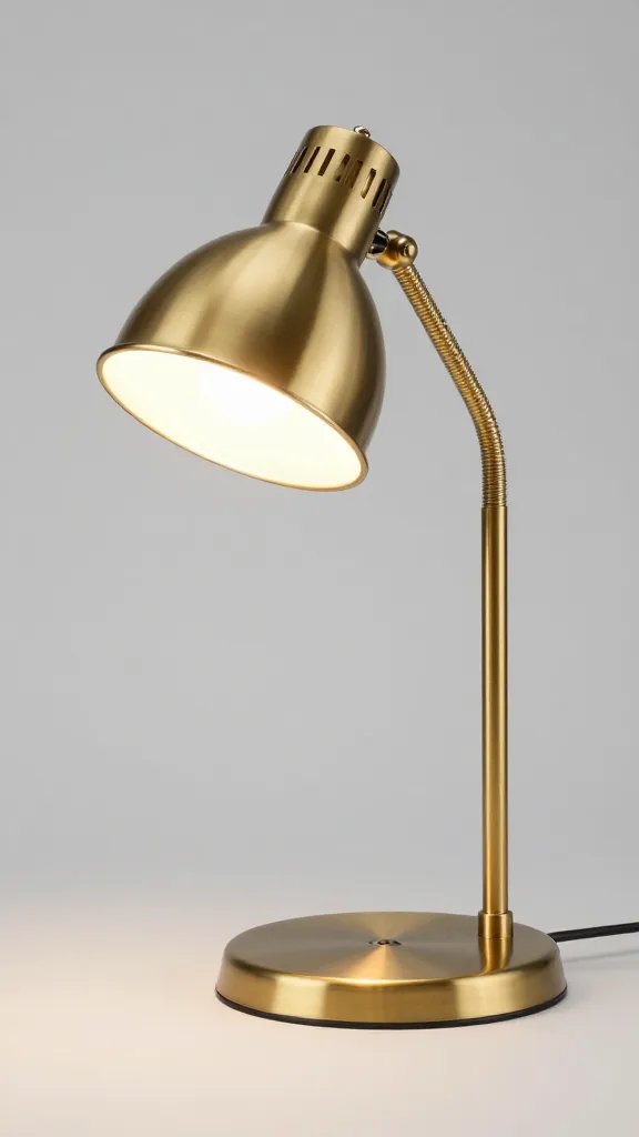 adjustable gooseneck reading lamp in brushed brass