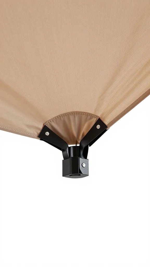 compact pop-up sun shade canopy corner clamp detail