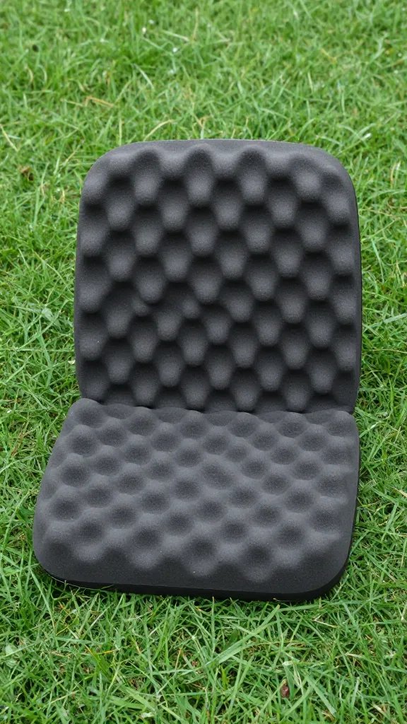 textured foam seat cushion on dewy grass