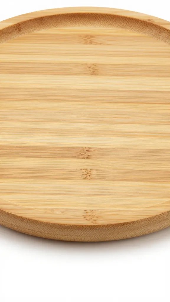 non-slip bamboo picnic plate with raised rim closeup
