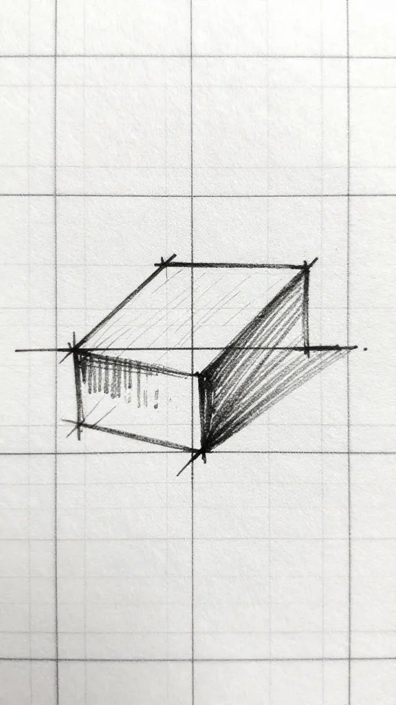 crisp 2:3 proportion sketch on graph paper, macro