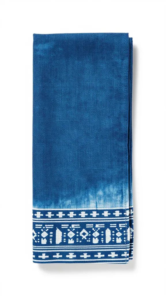 hand-dyed indigo gradient Adire napkin edge