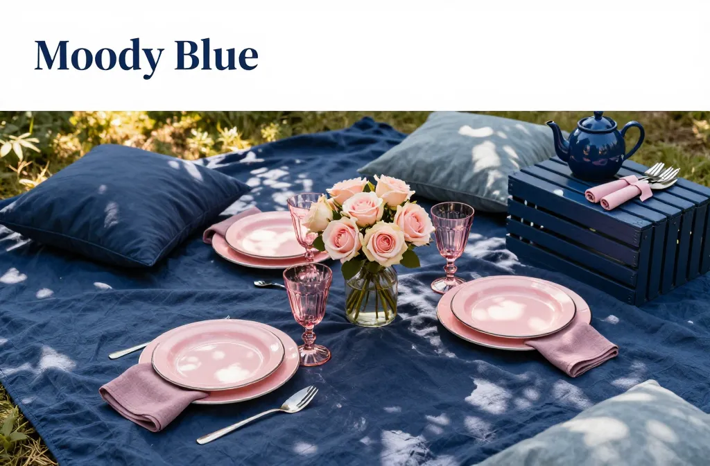 Steal These 5 Color Palettes for a "Moody Blue" and "Vintage Pink" Picnic Setup