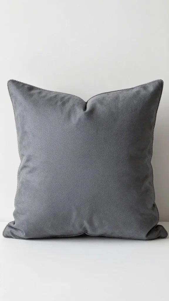 stormy slate throw pillow with rose piping