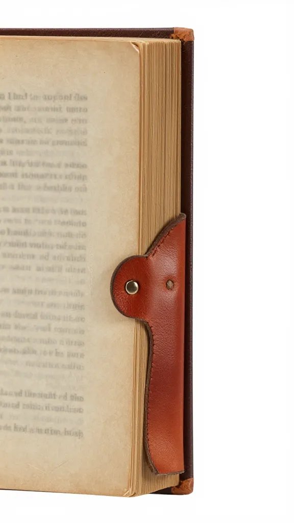 Leather bookmark peeking from weathered poetry book