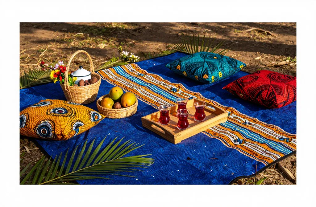 Afro-Bohemian Picnic Decor: Integrating Nigerian Textiles and Handwoven Baskets Reimagined
