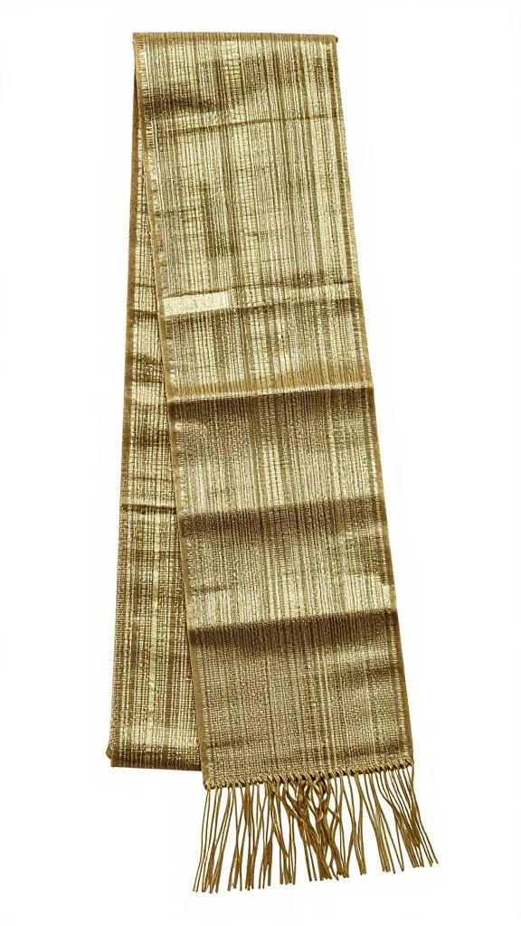 Single folded Aso-oke strip with fringe detail