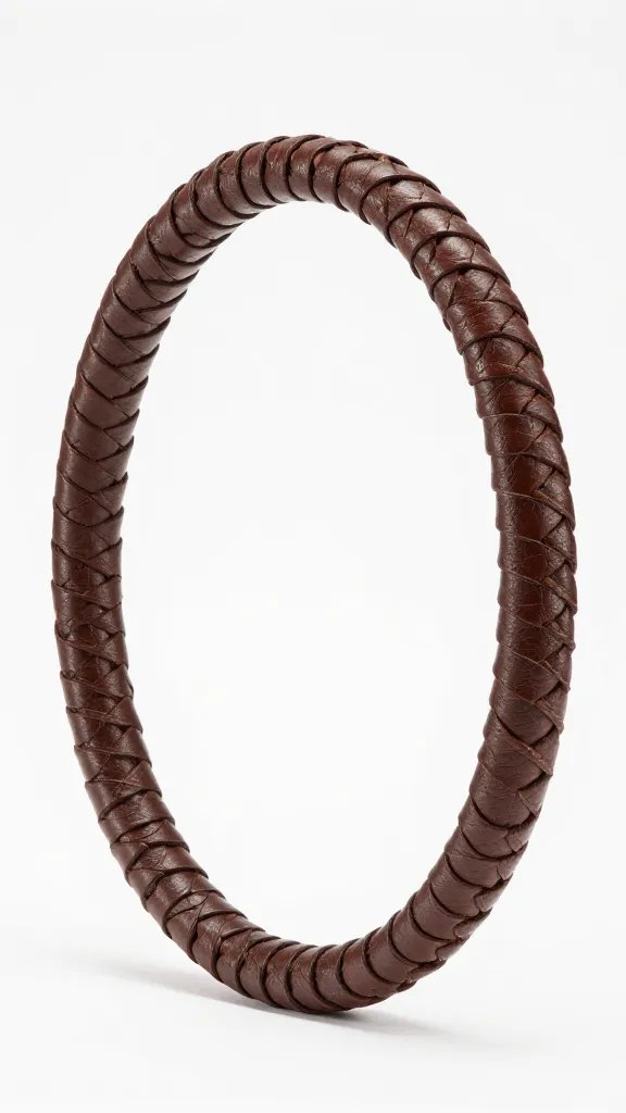 Leather-wrapped basket rim, tight weave detail