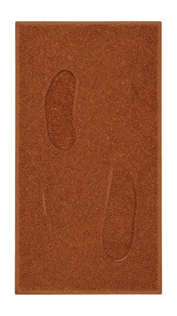single welcome mat with wet footprint mark