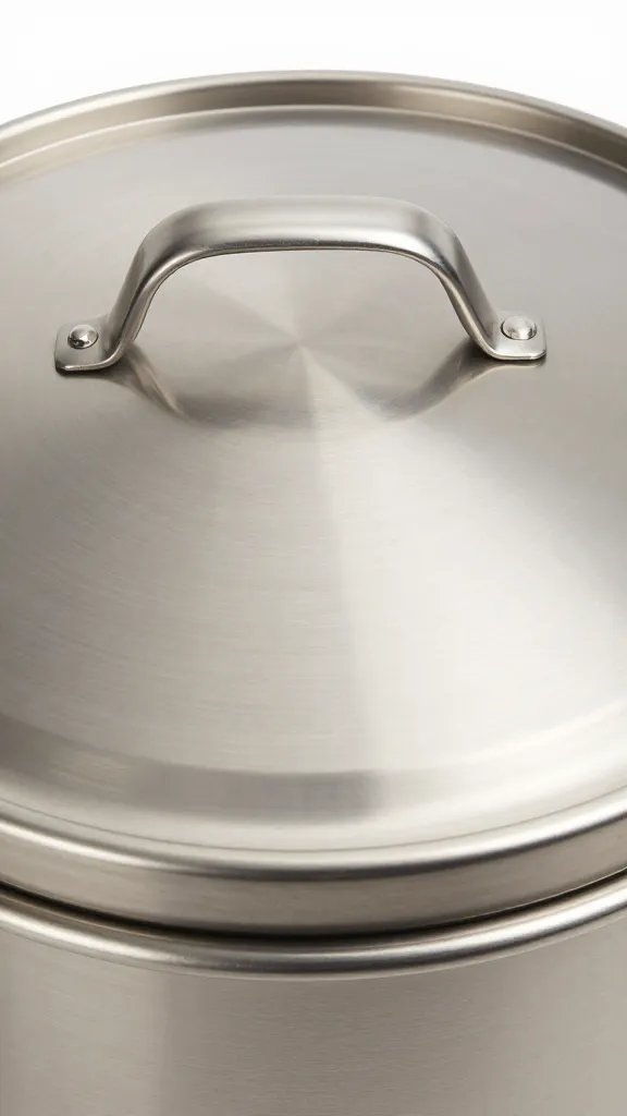 closeup of a stainless steel compost pail lid