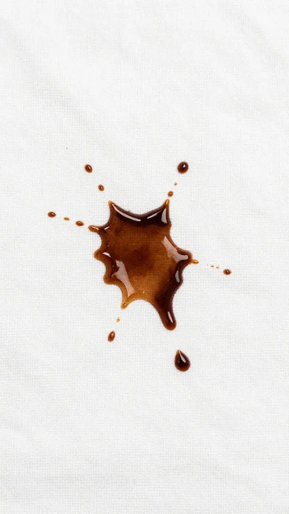 small brown coffee splash on white cotton fabric
