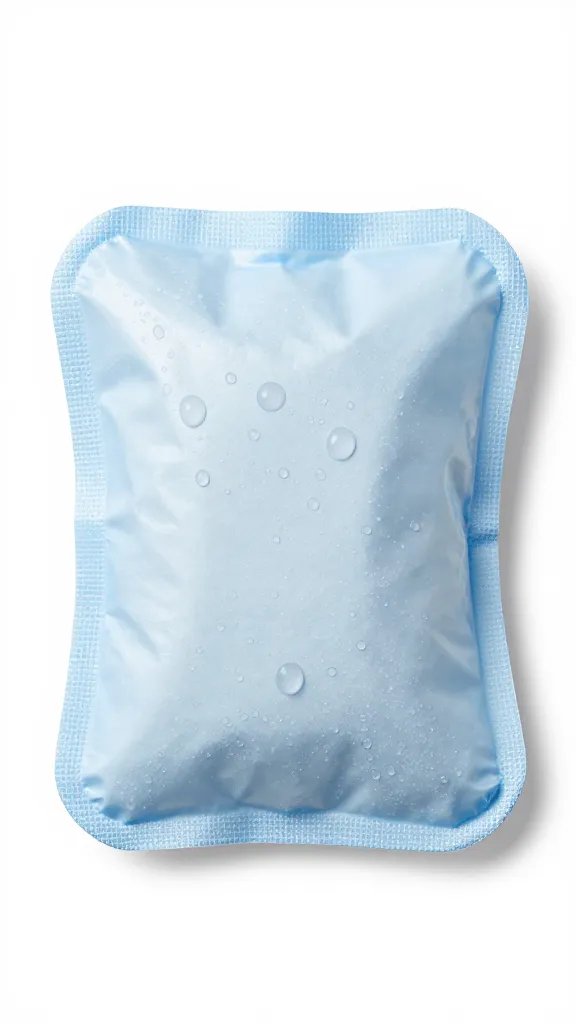 single reusable ice pack with condensation droplets