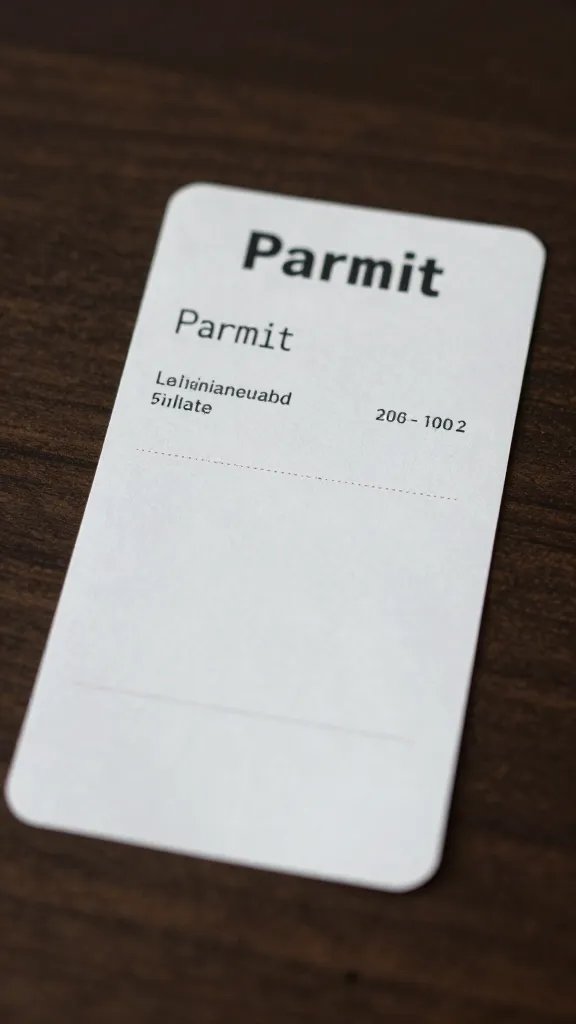 closeup of laminated park permit taped to tabletop