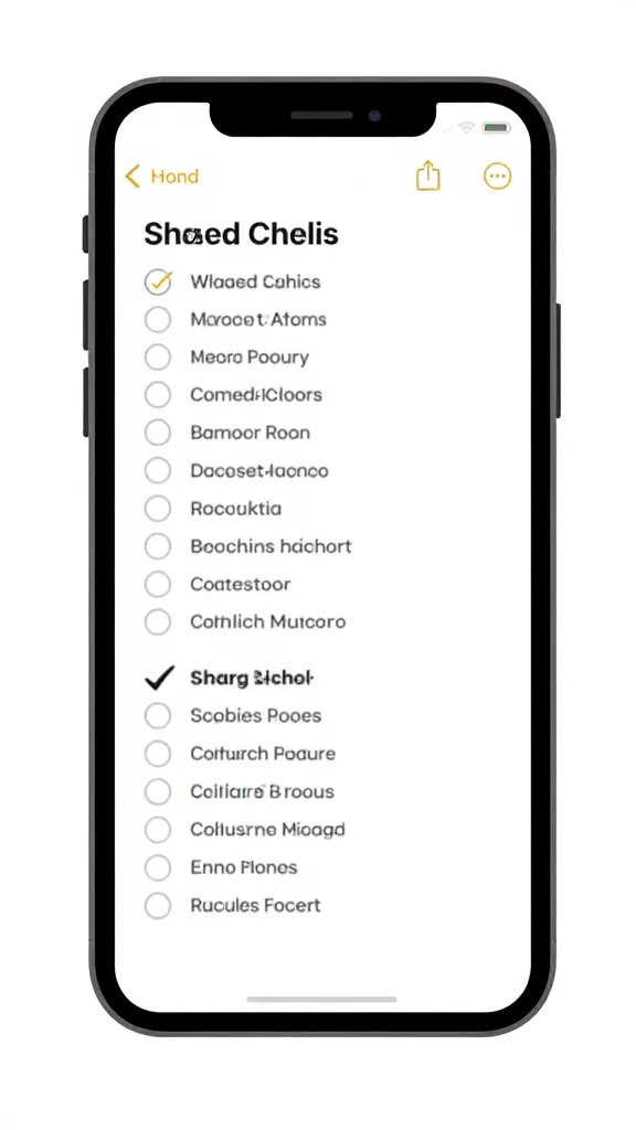 digital phone screen showing shared checklist with checked roles